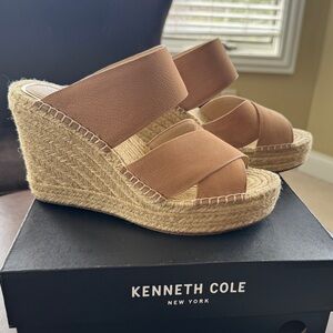 Kenneth Cole Olivia Banded Wedge, size 8.5, color nude, good used condition